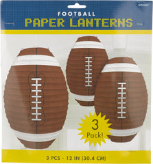 Football Paper Lantern Decorations, Brown, 9.5-inch, 3-pk