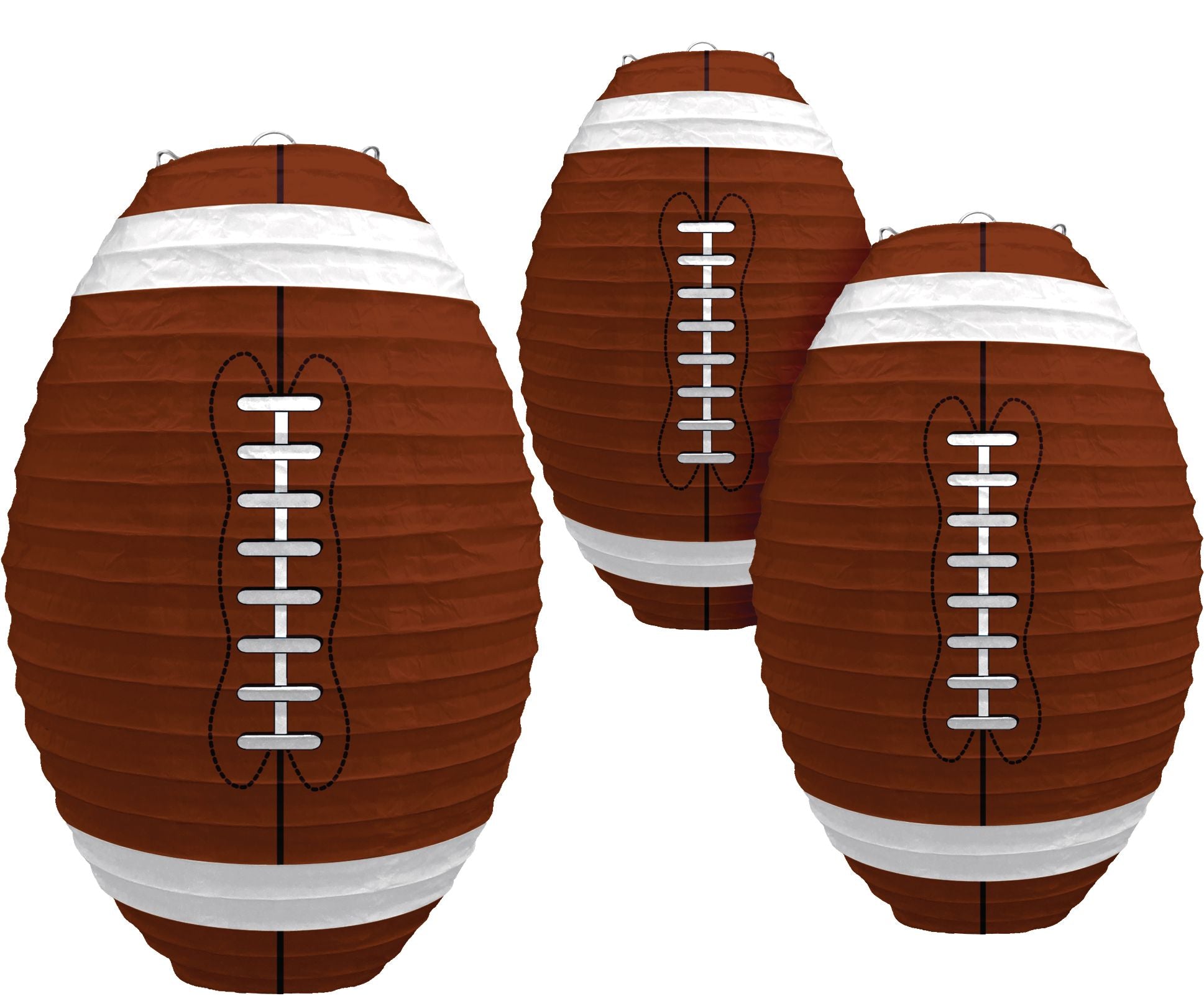 Football Paper Lantern Decorations, Brown, 9.5-inch, 3-pk