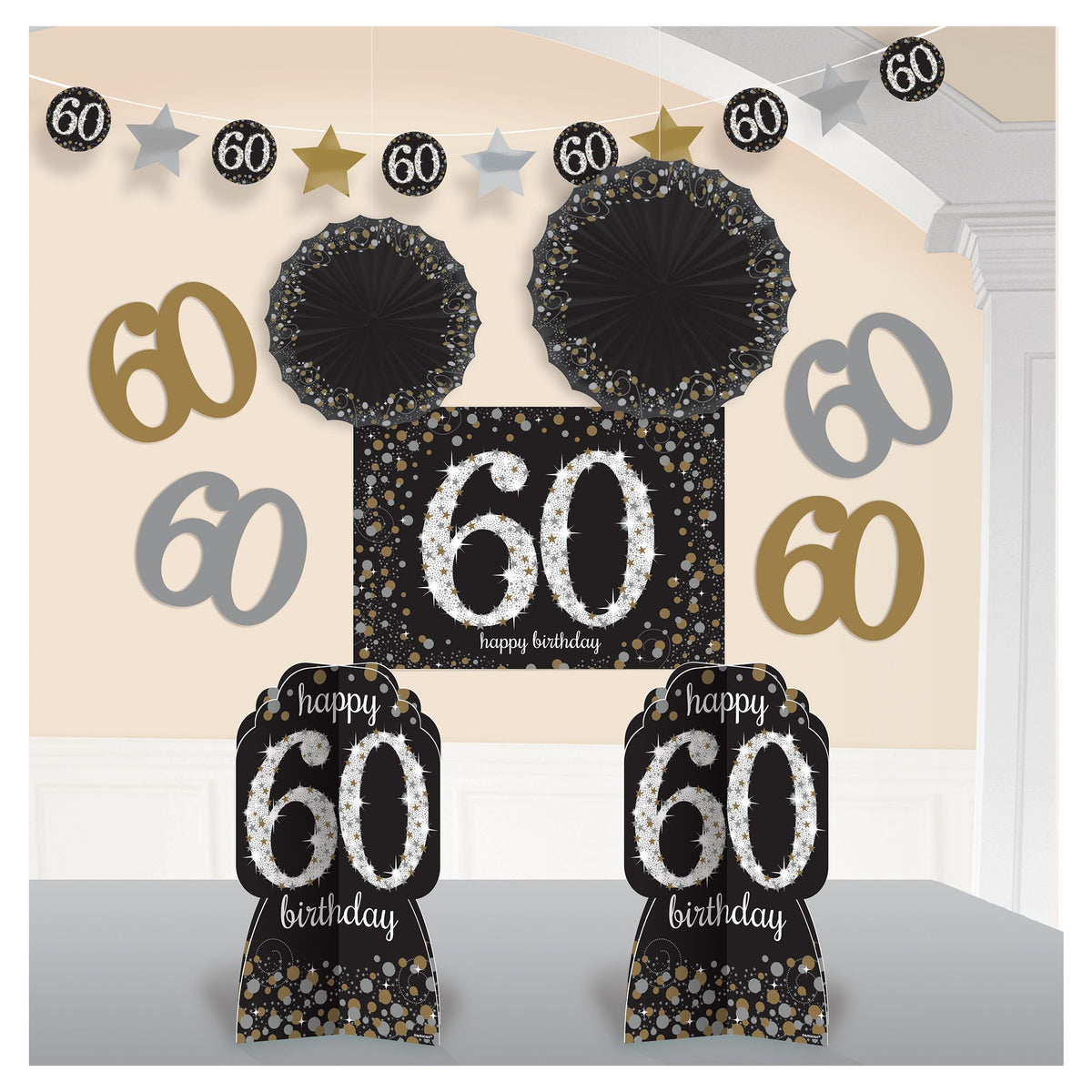 Sparkling Celebration 60th Birthday Room Decoration Kit