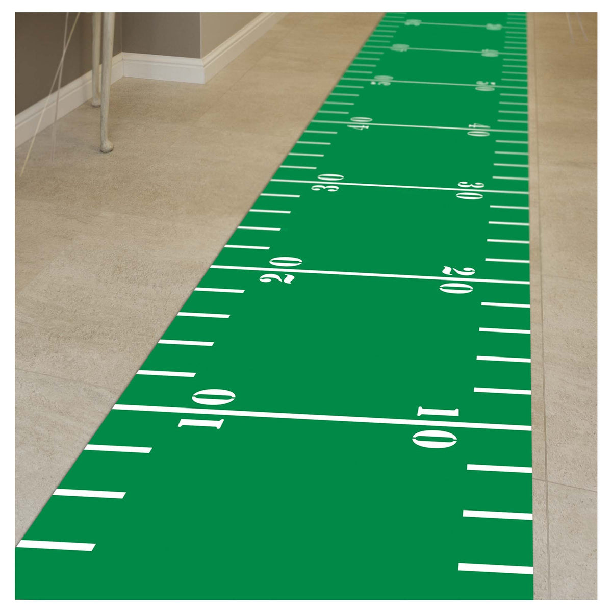 Football Field Floor Runner, Green, 2x10-ft
