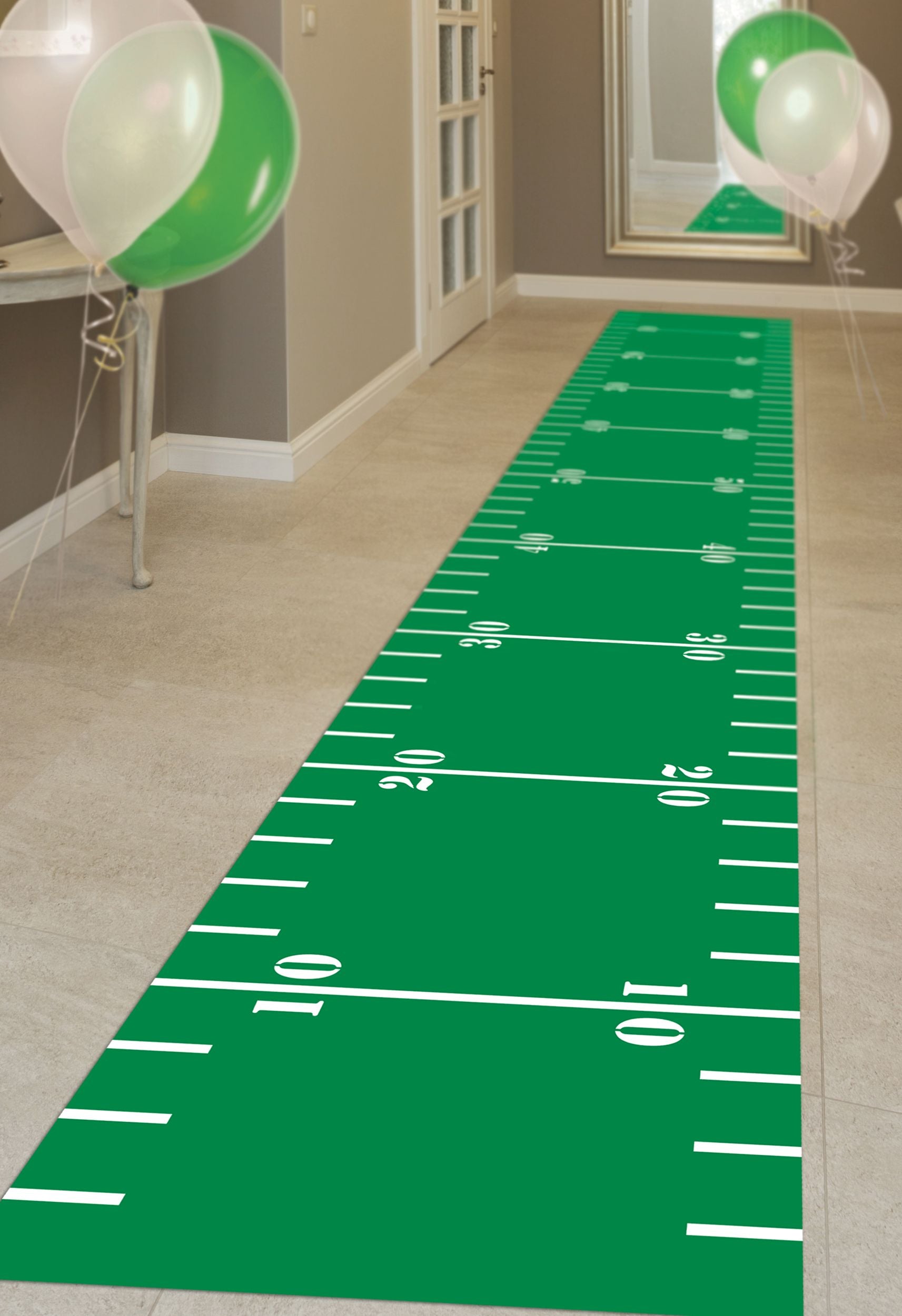Football Field Floor Runner, Green, 2x10-ft