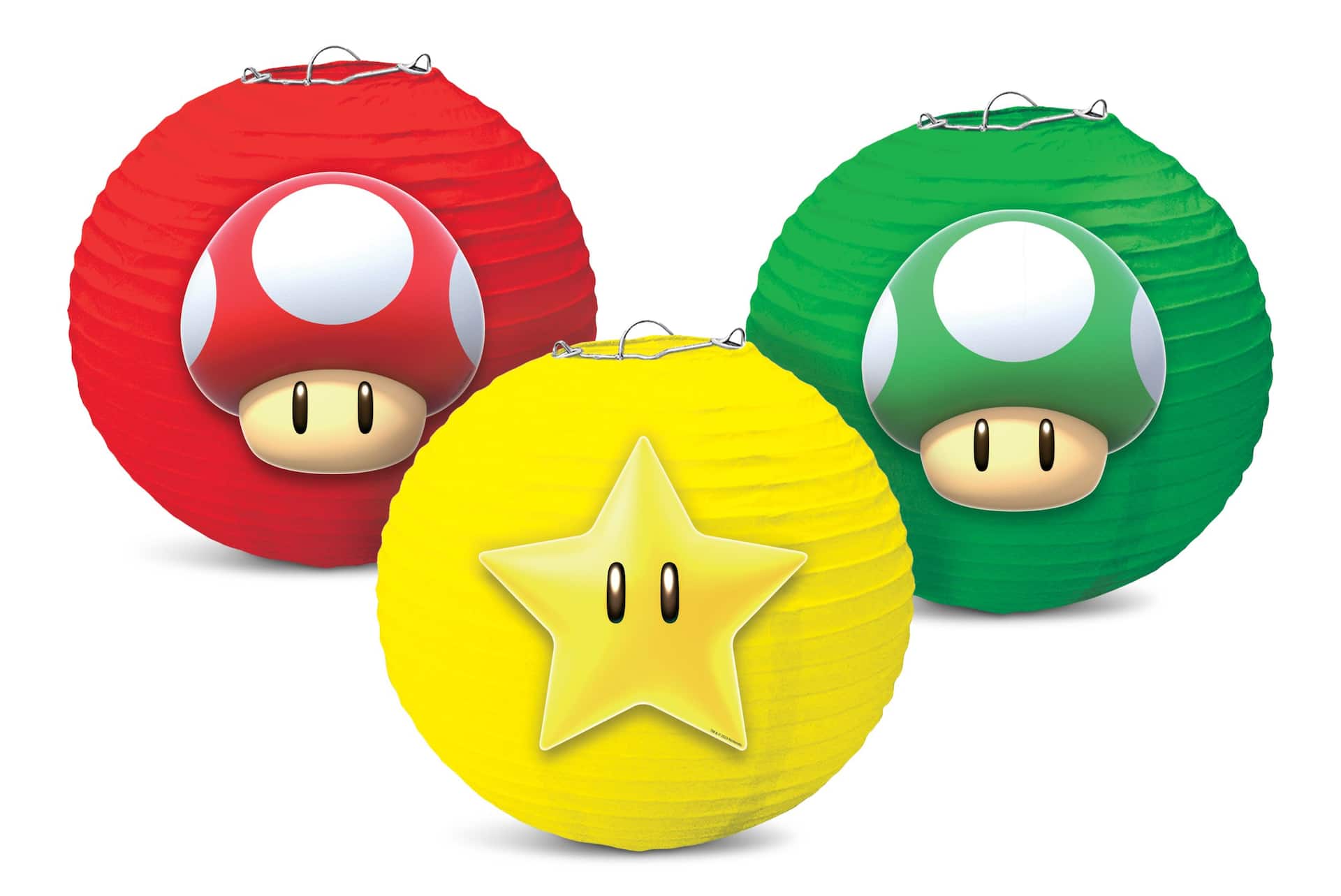 Nintendo Super Mario Bros Paper Lantern Decorations, 9.5-inch, 3-pk