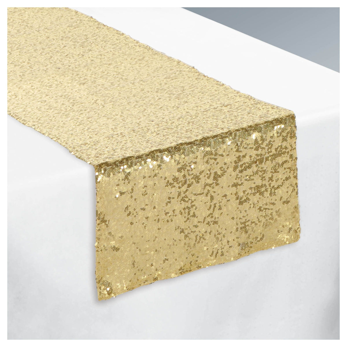 Sparkle Sequin Reusable Table Runner Decoration, Gold, 13x72-in