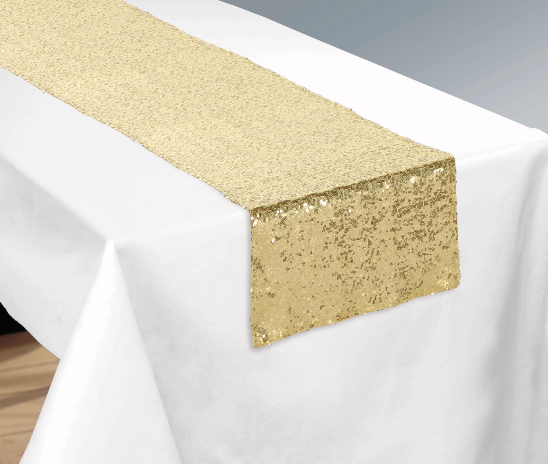 Sparkle Sequin Reusable Table Runner Decoration, Gold, 13x72-in