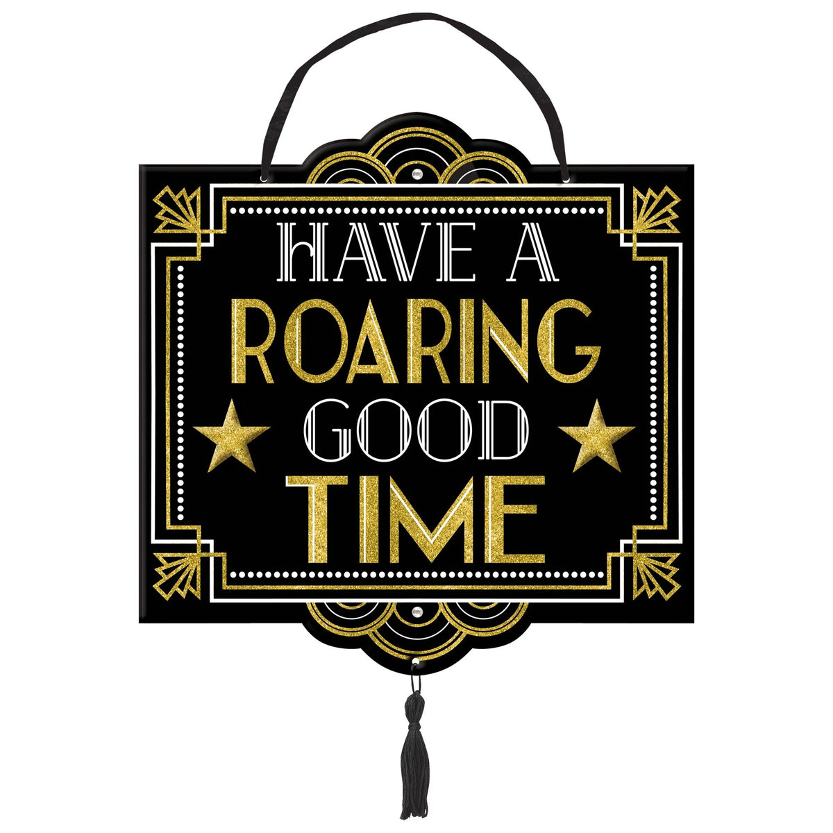 Roaring Good Time Hanging Sign, Gold/Black, 15 inch