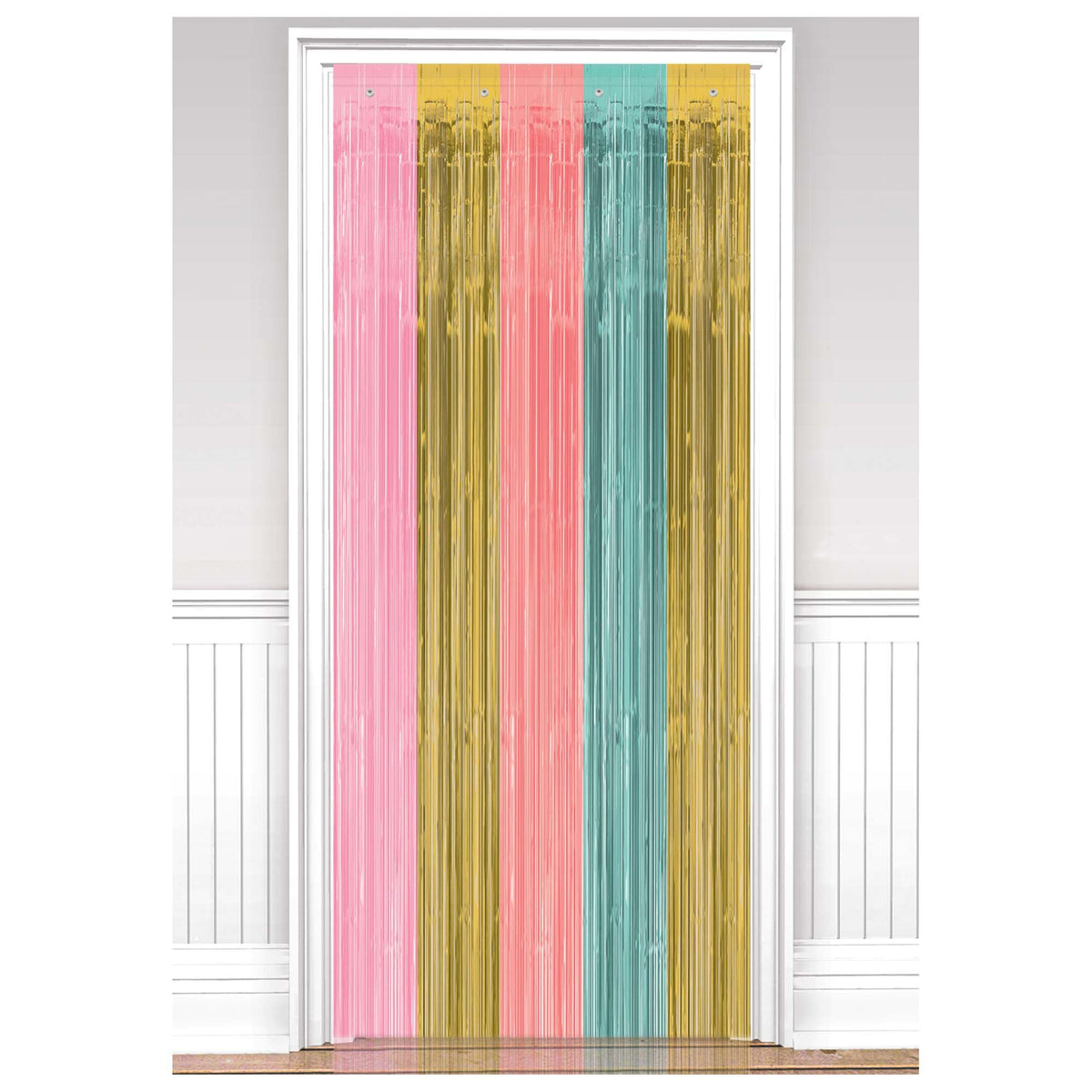 Pastel & Gold Fringe Doorway Curtain, 8ft
