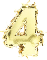 Metallic Gold Number 4 Mini Pinata Decoration, 6-in