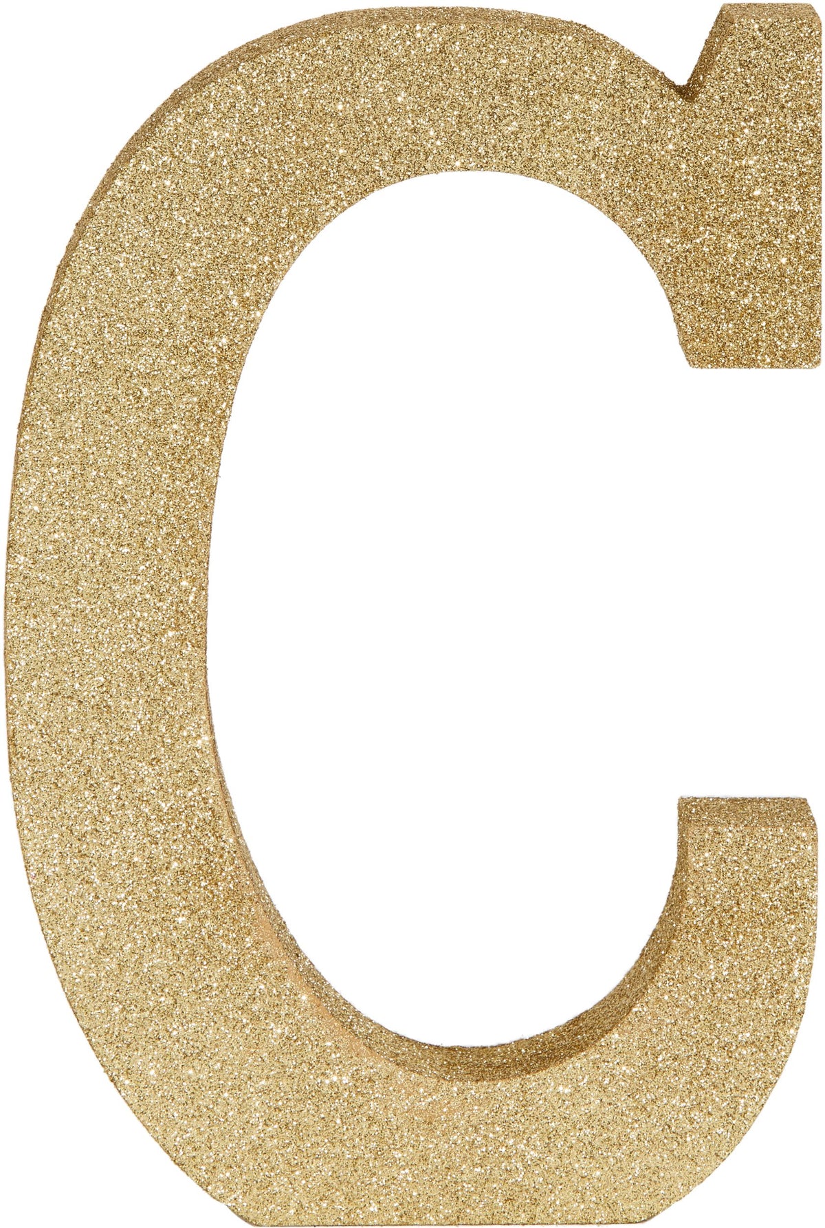 Glitter Gold Letter C Standing Block Sign, 4-Inch