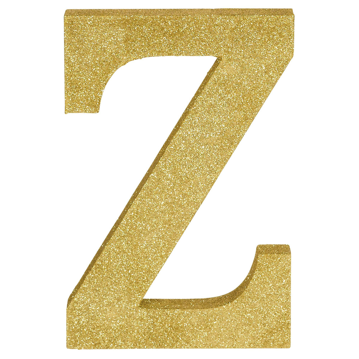Glitter Gold Standing Letter "Z" MDF Block Decoration, 4-Inch