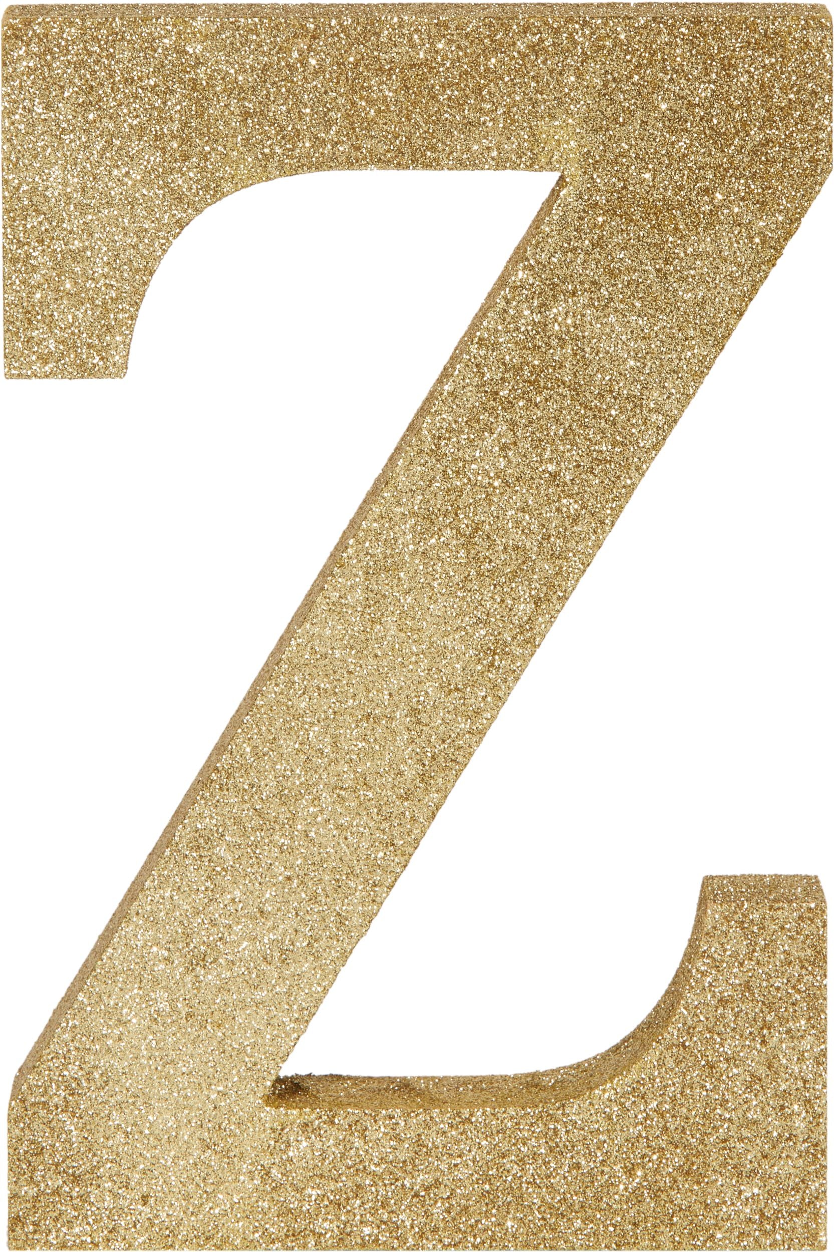 Glitter Gold Standing Letter "Z" MDF Block Decoration, 4-Inch
