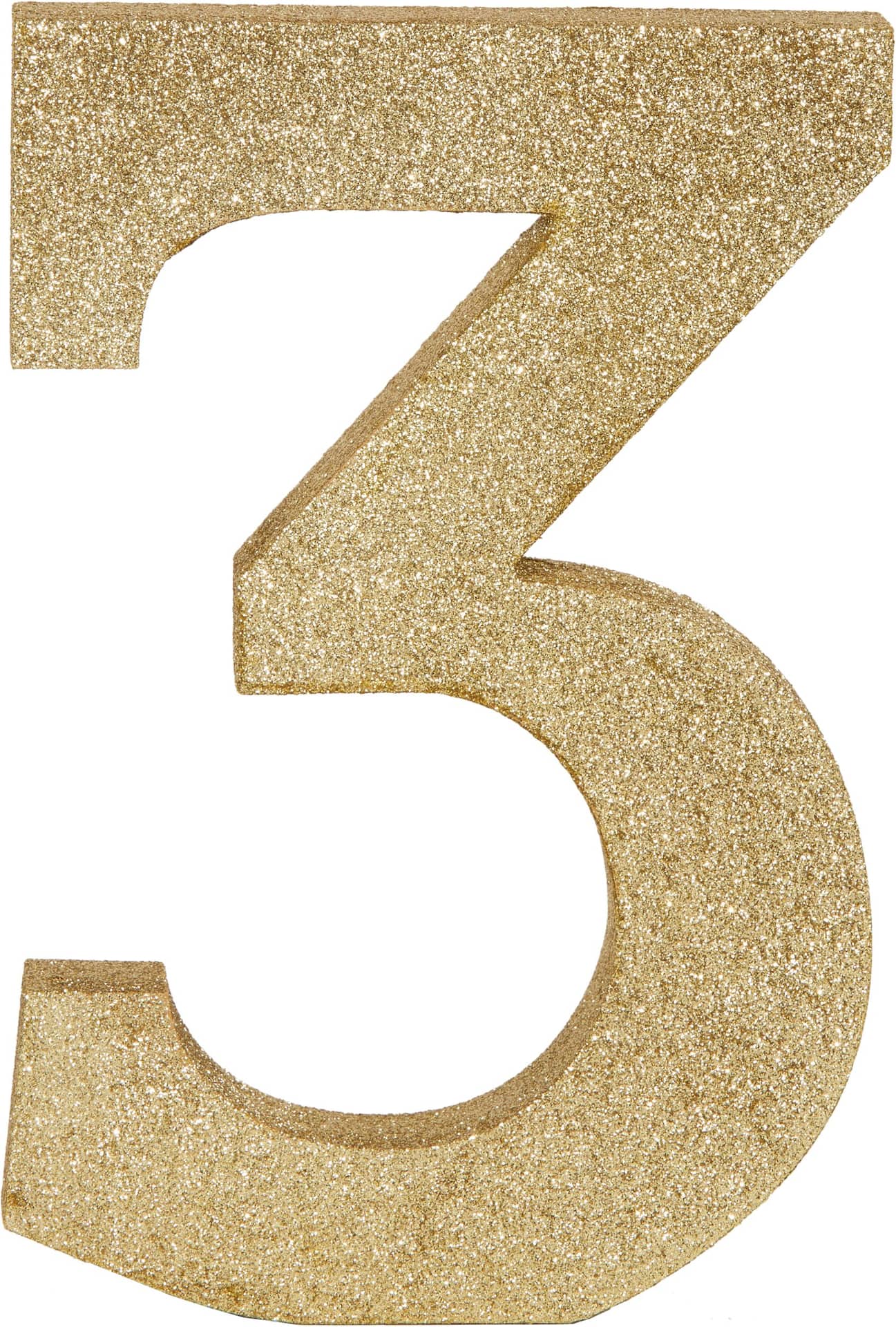 Glitter Gold Number 3 Sign, 10-Inch
