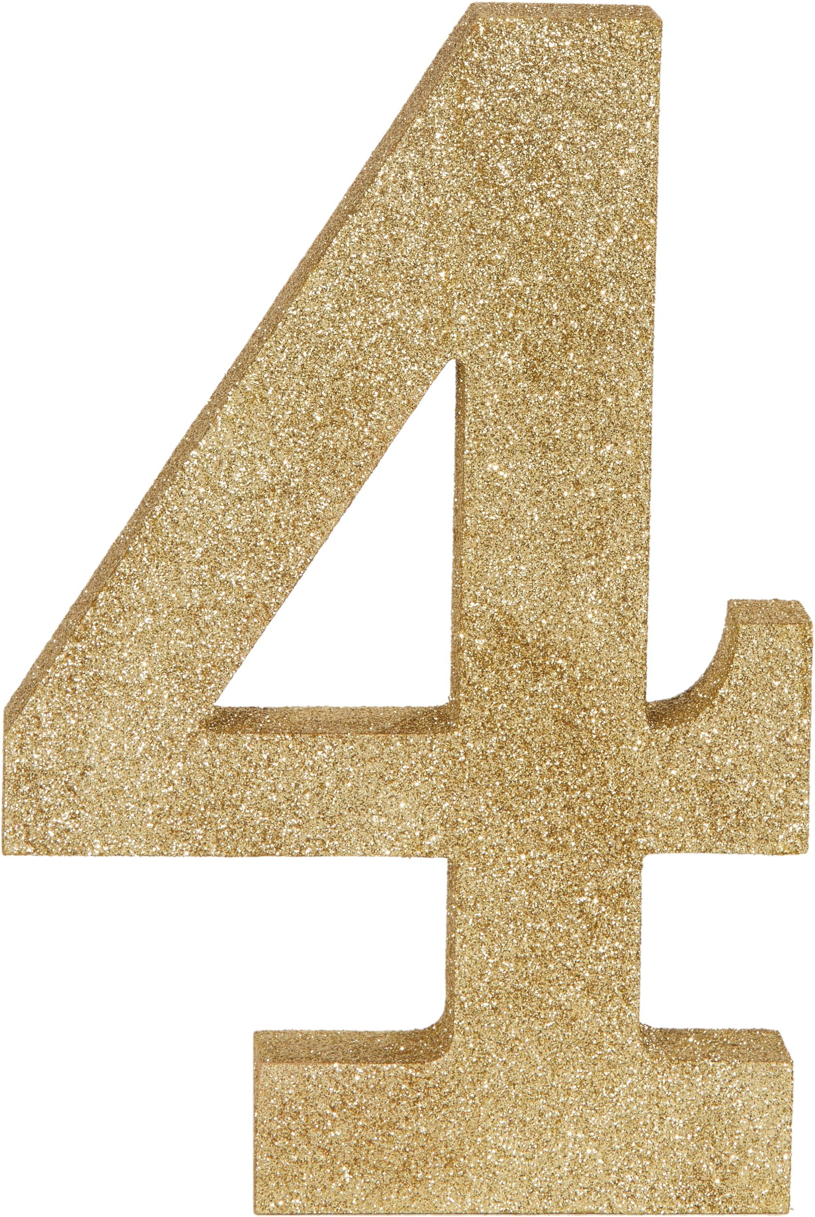 Glitter Gold Number 4 Sign, 10-Inch