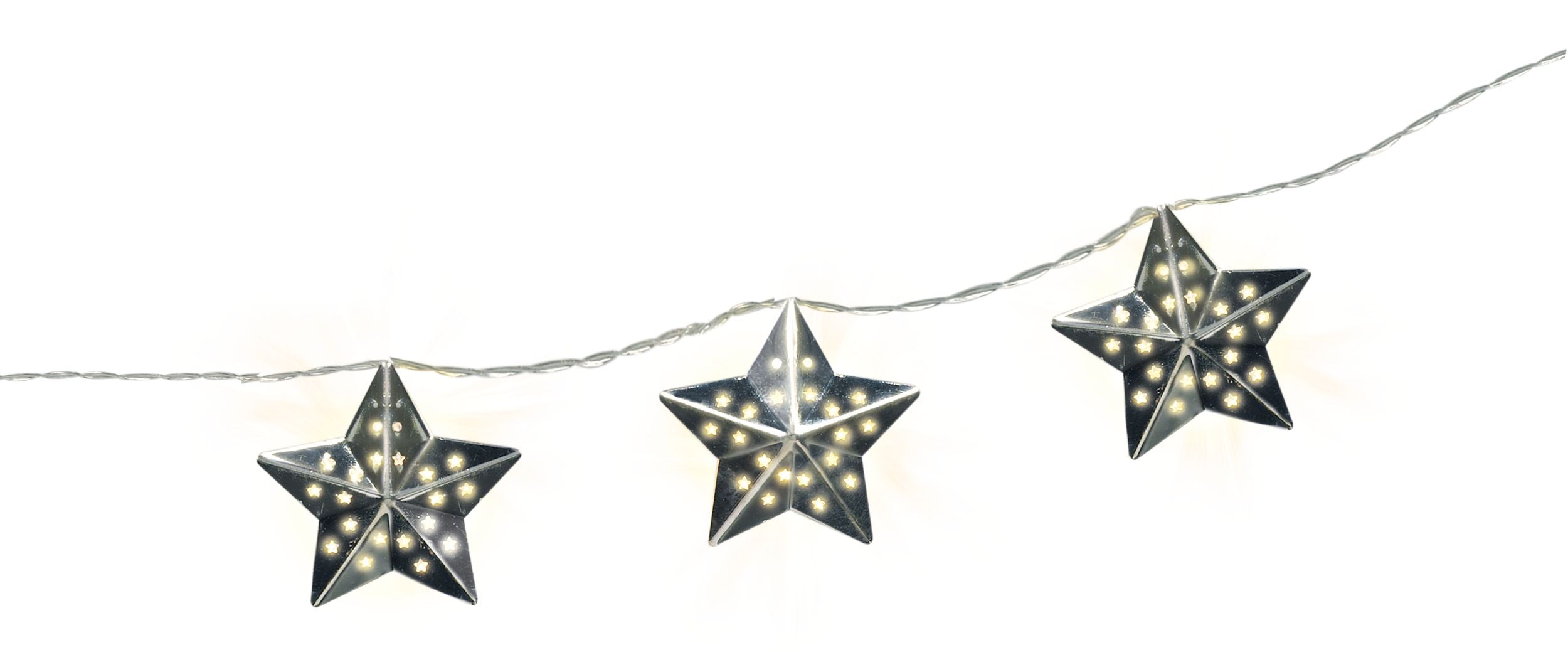 Silver Star LED String Lights, 13-inch, 10 Lights