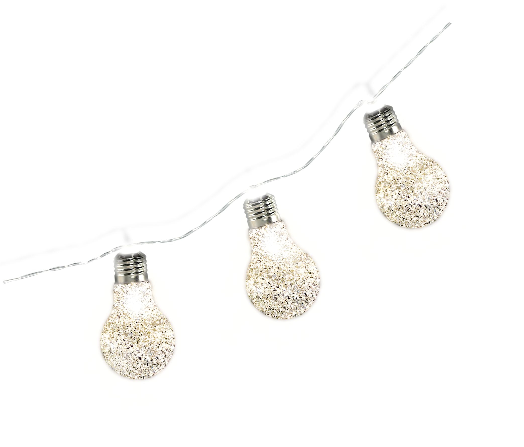 Glitter Edison LED String Lights, White, 5-foot, 10 Lights