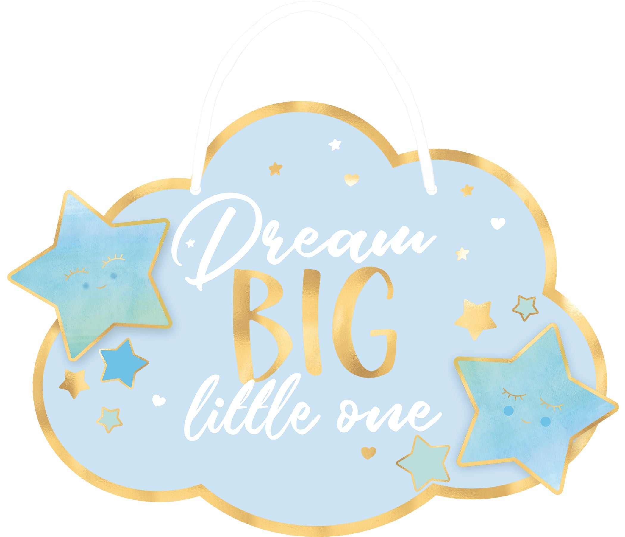 Dream Big Little One Hanging Sign, Blue/Gold, 13.5-inch