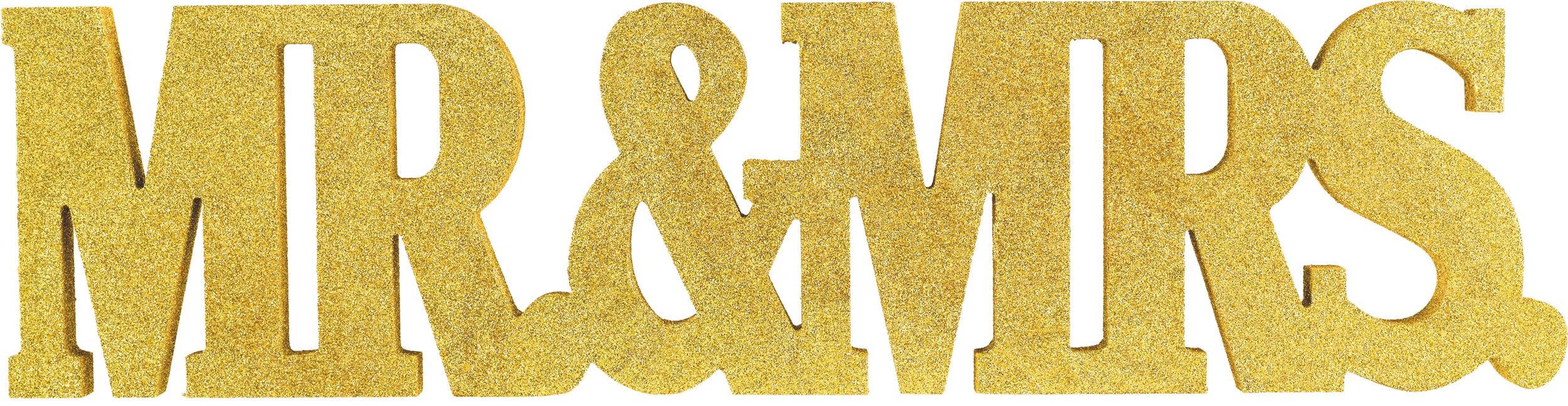 Mr & Mrs Standing Block Sign, Gold, 22-inch