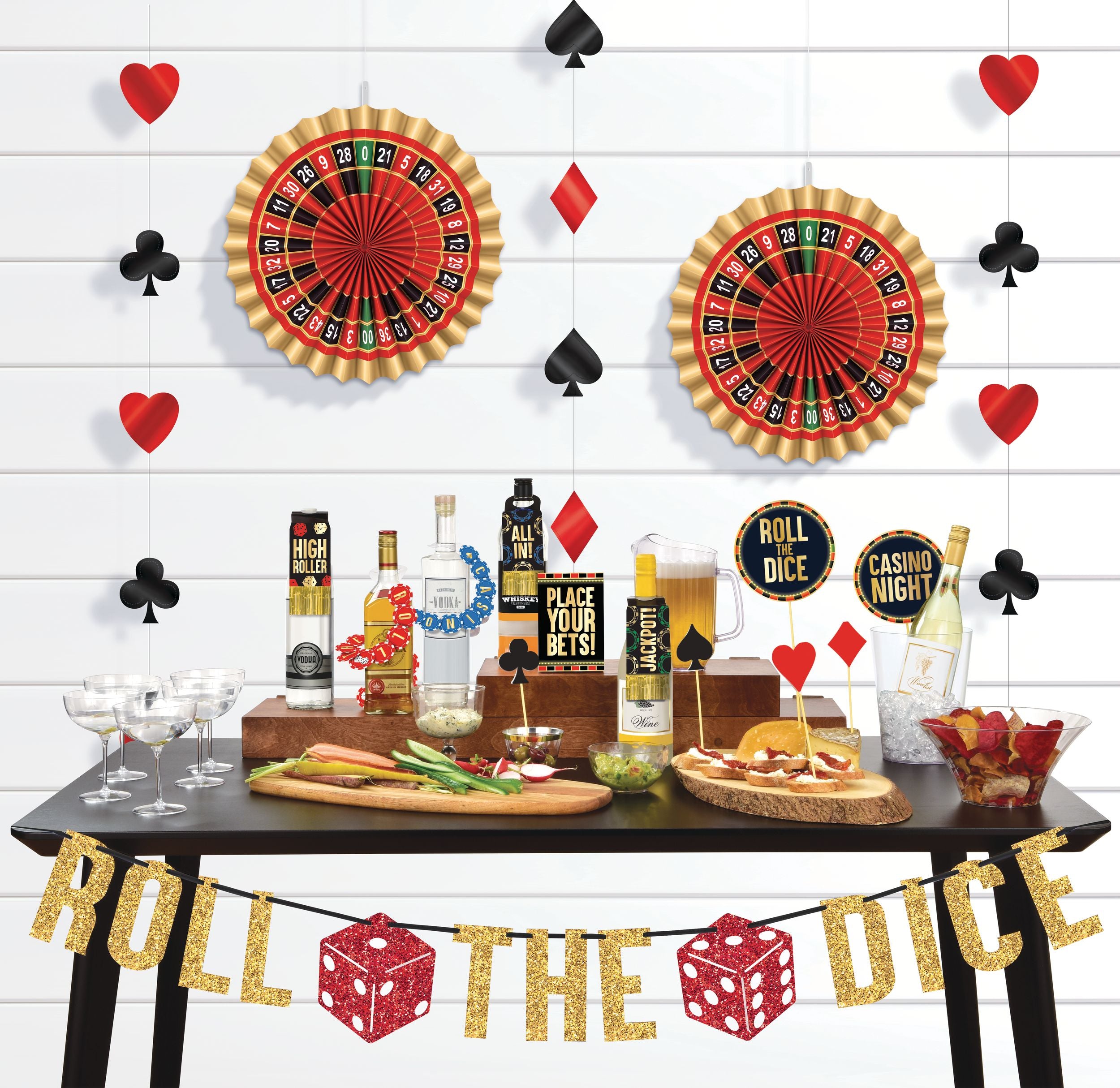 Roll the Dice Bar Decorating Kit, Red/Black, 16-inch, 29-pk