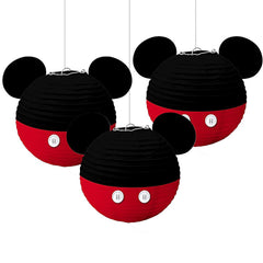 Disney Mickey Mouse Paper Lanterns, Black/Red, 9.5-inch, 3-pk