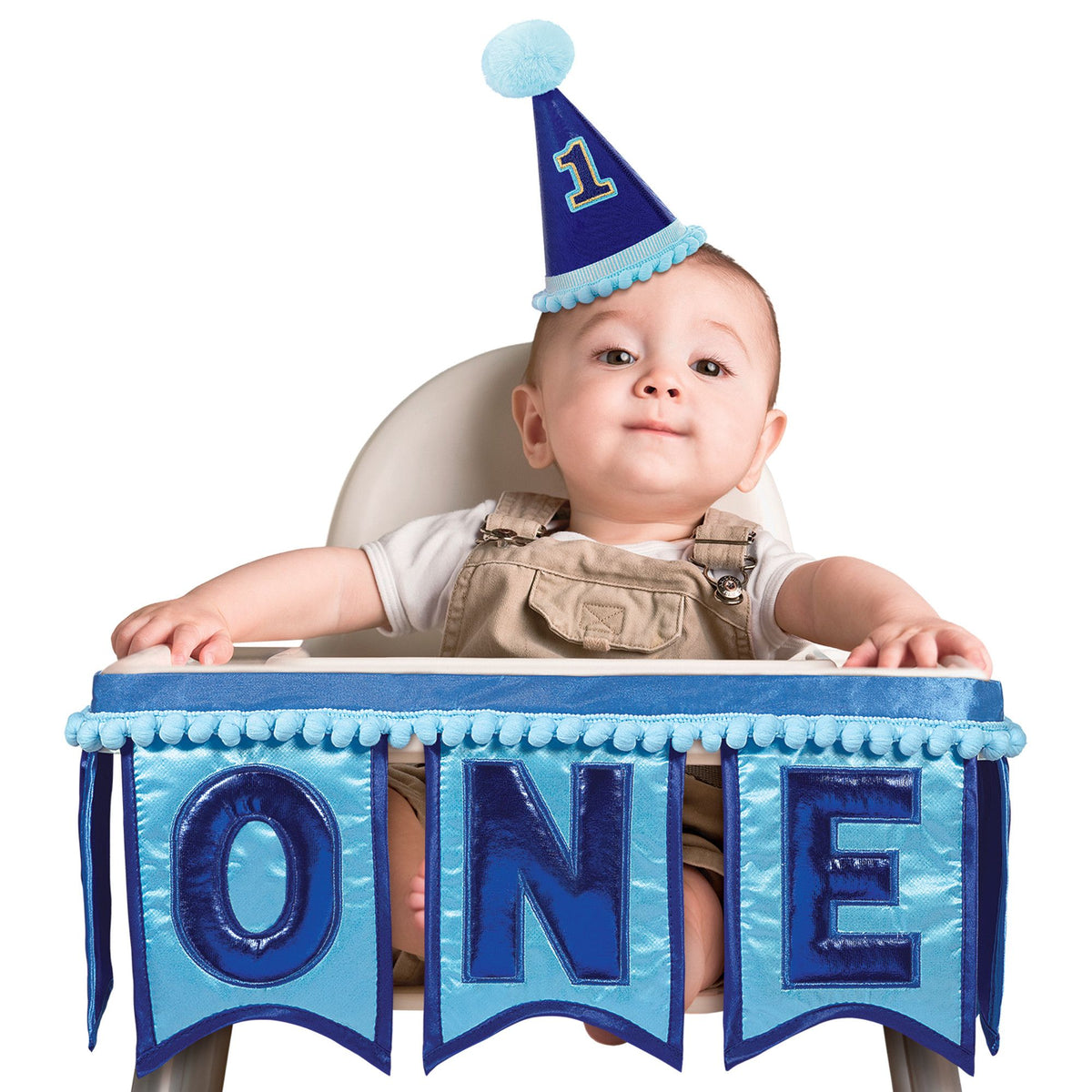 One High Chair Pennant Sign Decoration, Blue, 12-inch