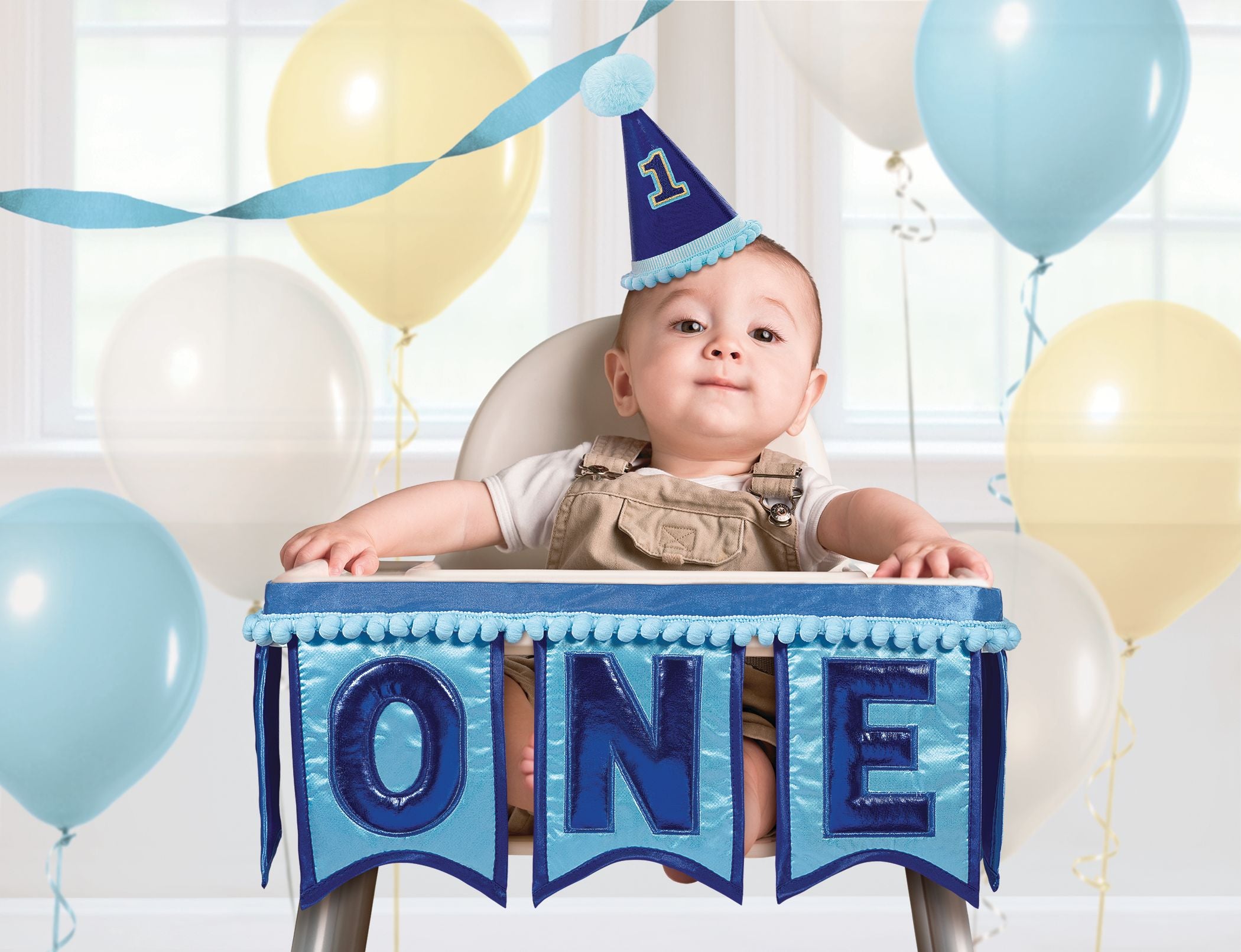 One High Chair Pennant Sign Decoration, Blue, 12-inch