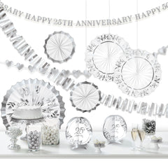 25th Anniversary Decorating Kit, Silver, 14-inch, 10-pk