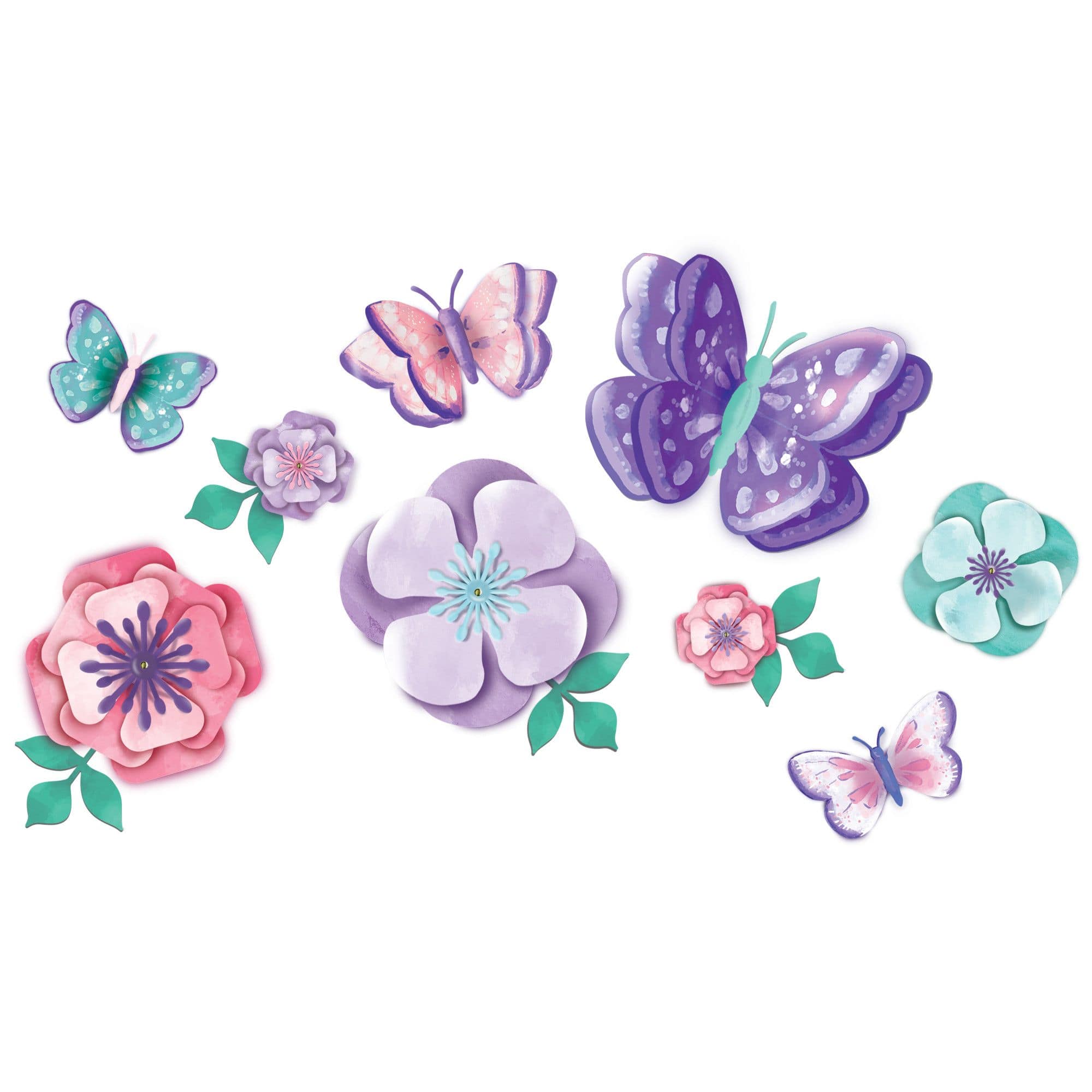 Flutter Table & Wall Cutout Decorations, Purple, 13-inch, 9-pk