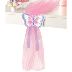 Flutter Butterfly Tulle Table Runner, Pink/Purple, 9.5-inch