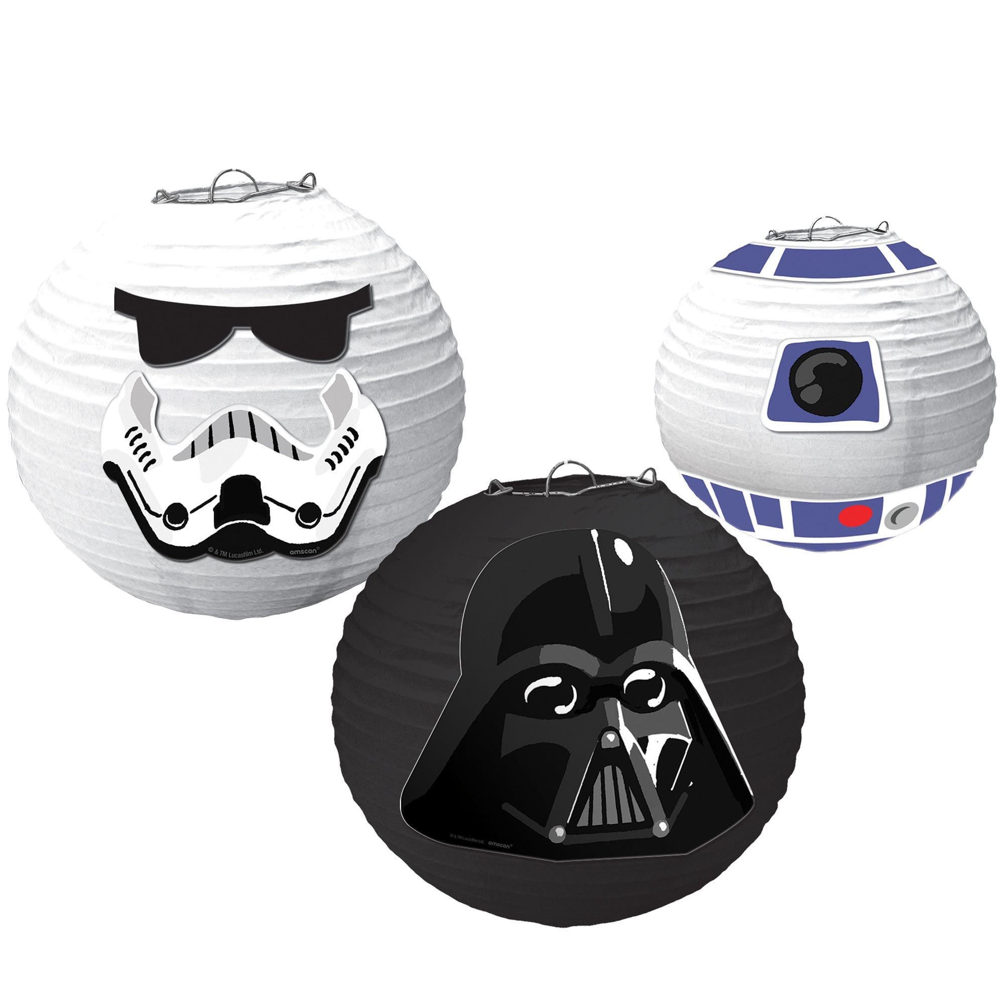 Star Wars Galaxy Paper Lantern Decorations, White/Black, 9.5-inch, 3-pk