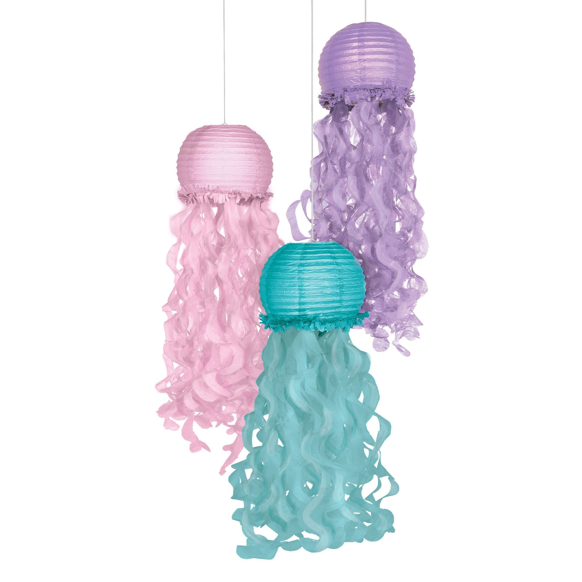 Shimmering Mermaids Jellyfish Paper Lanterns, 35-inch, 3-pk