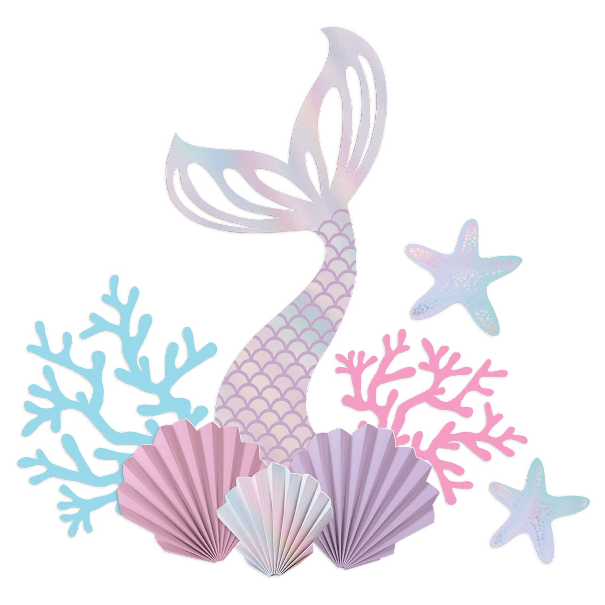 Shimmering Mermaids Decorations, Pink/Purple/Blue, 13.25-inch, 9-pk