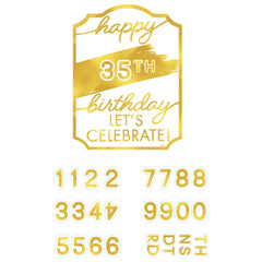 Golden Age Happy Birthday Sign, Customizable, Gold/White, 14-inch