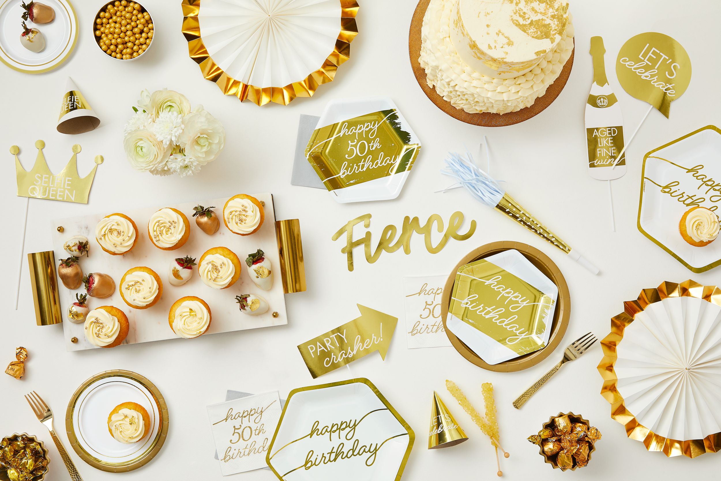 Golden Age Photo Booth Sign Props, Gold, 15-inch, 13-pk