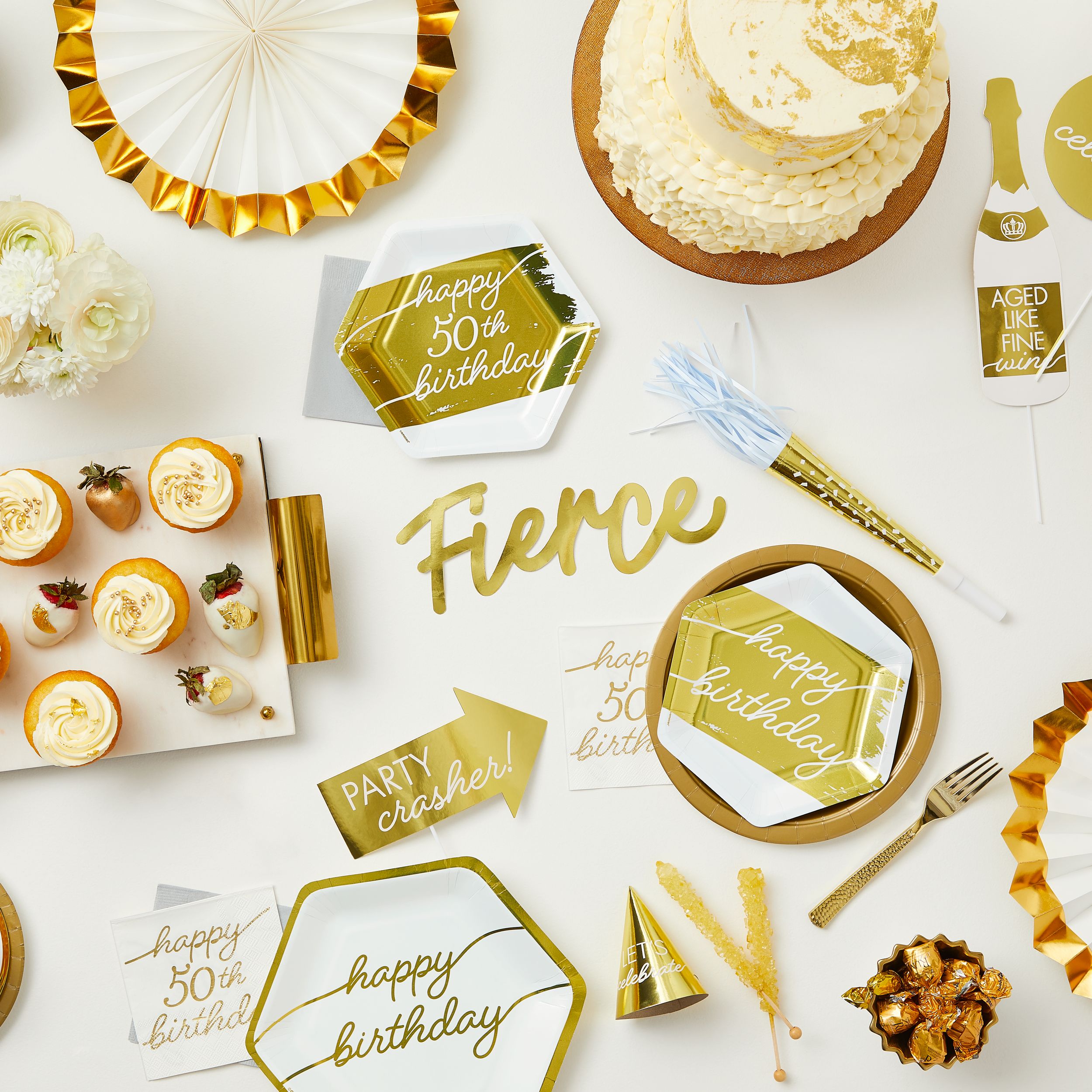 Golden Age Photo Booth Sign Props, Gold, 15-inch, 13-pk