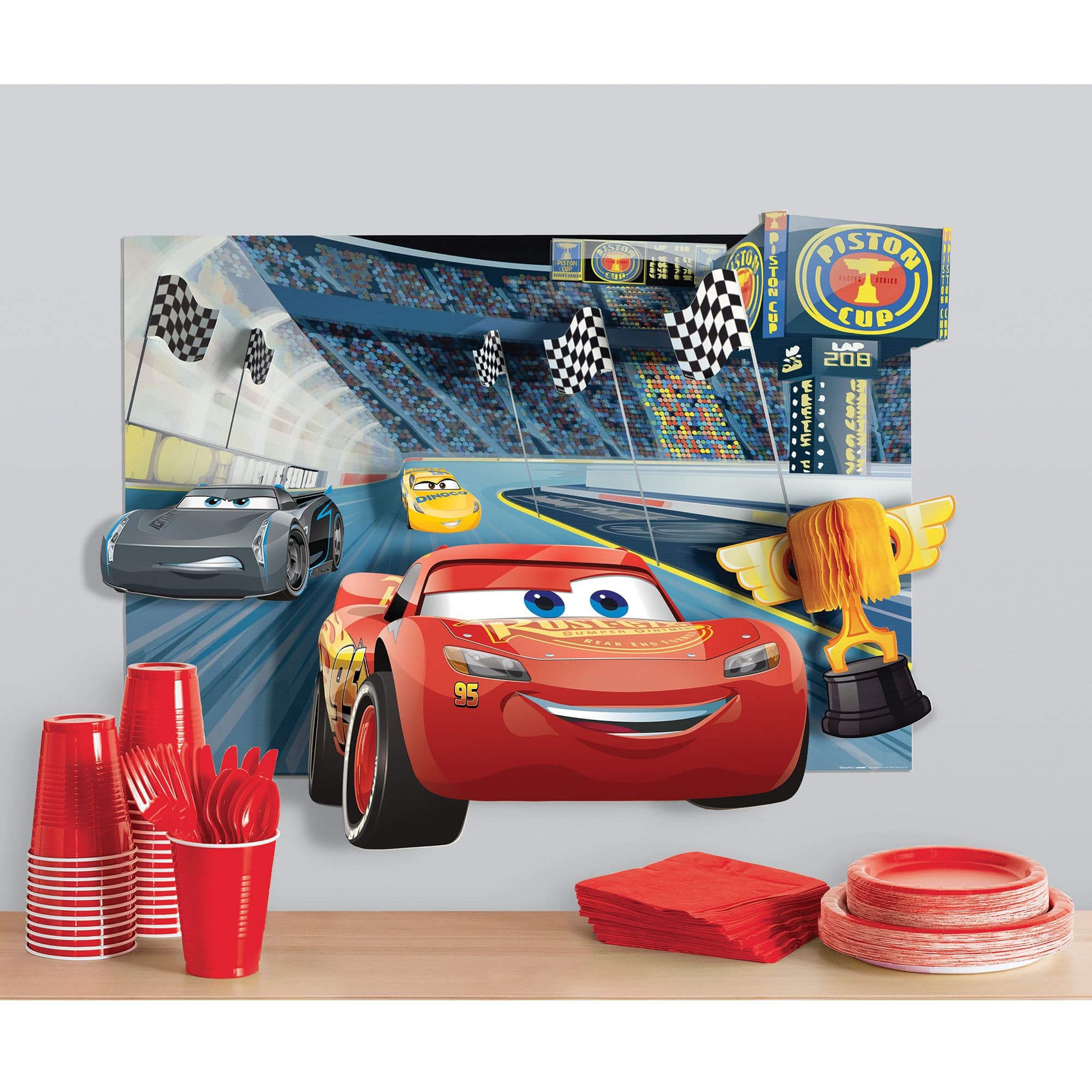 Disney Cars Plastic Scene Setter, Blue/Red, 13-inch