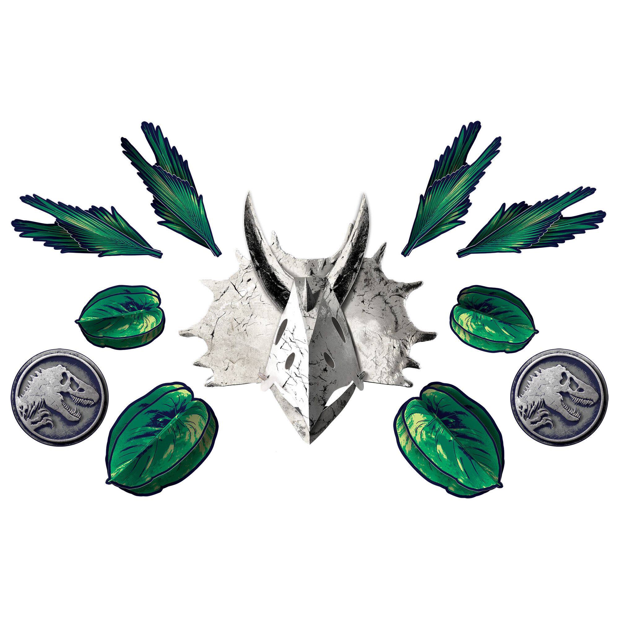 Jurassic World Wall Decorating Kit, Green/White, 13-inch, 11-pk