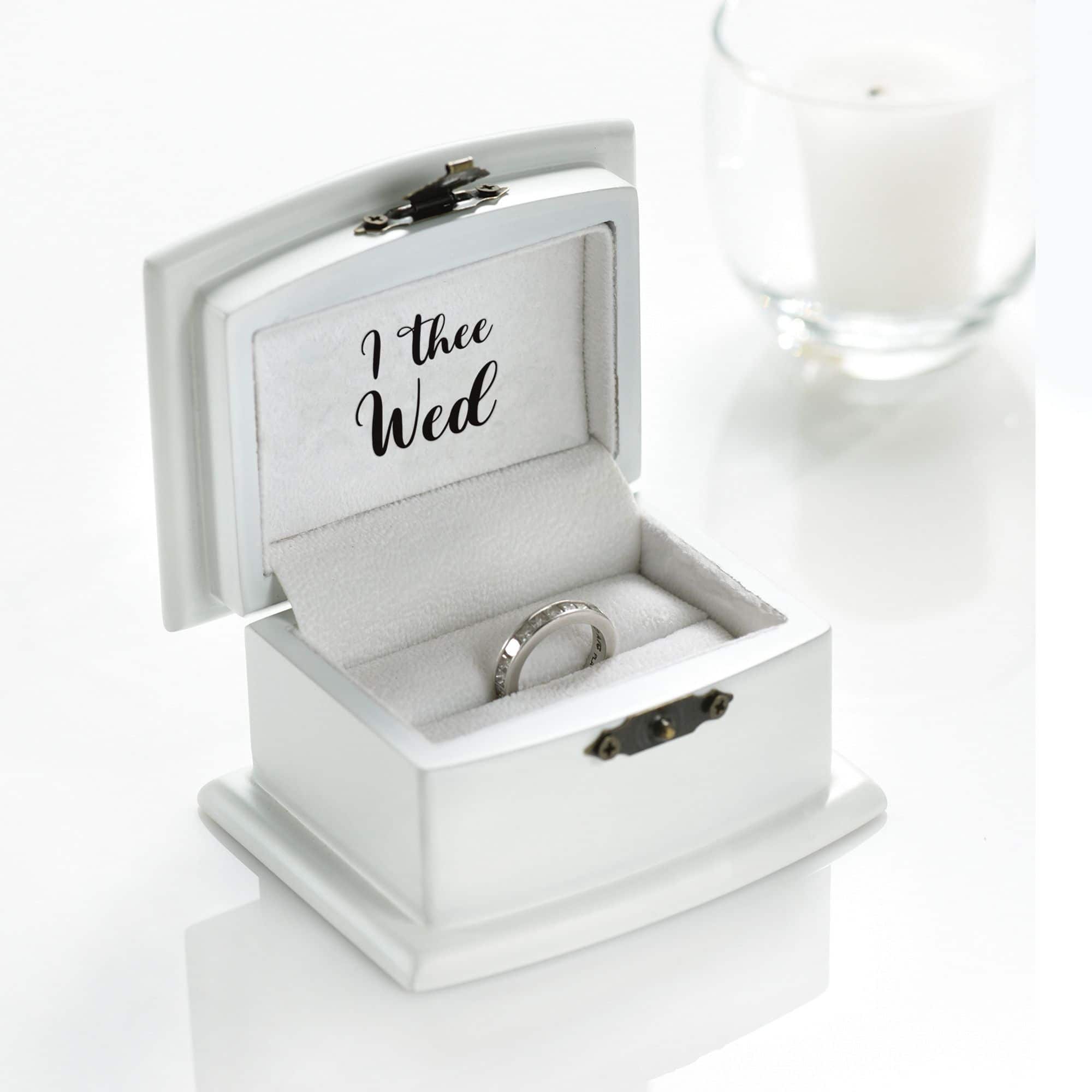 I Thee Wed Ring Bearer Box, White, 2.8-inch