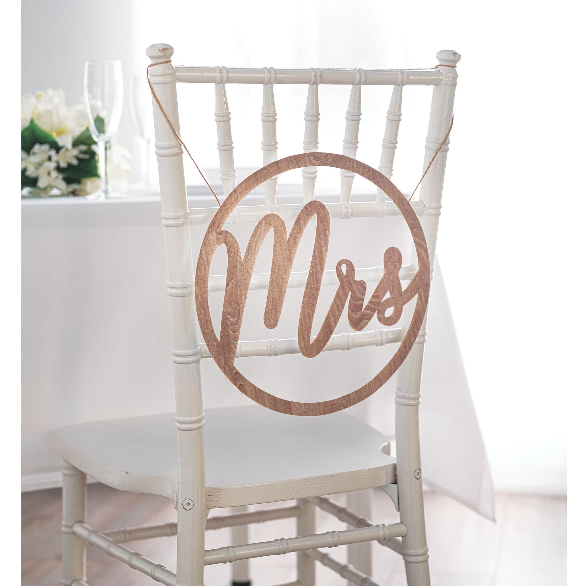 Mrs Chair Hanging Sign Decoration, Brown, 4.9-in, for Wedding/Engagement