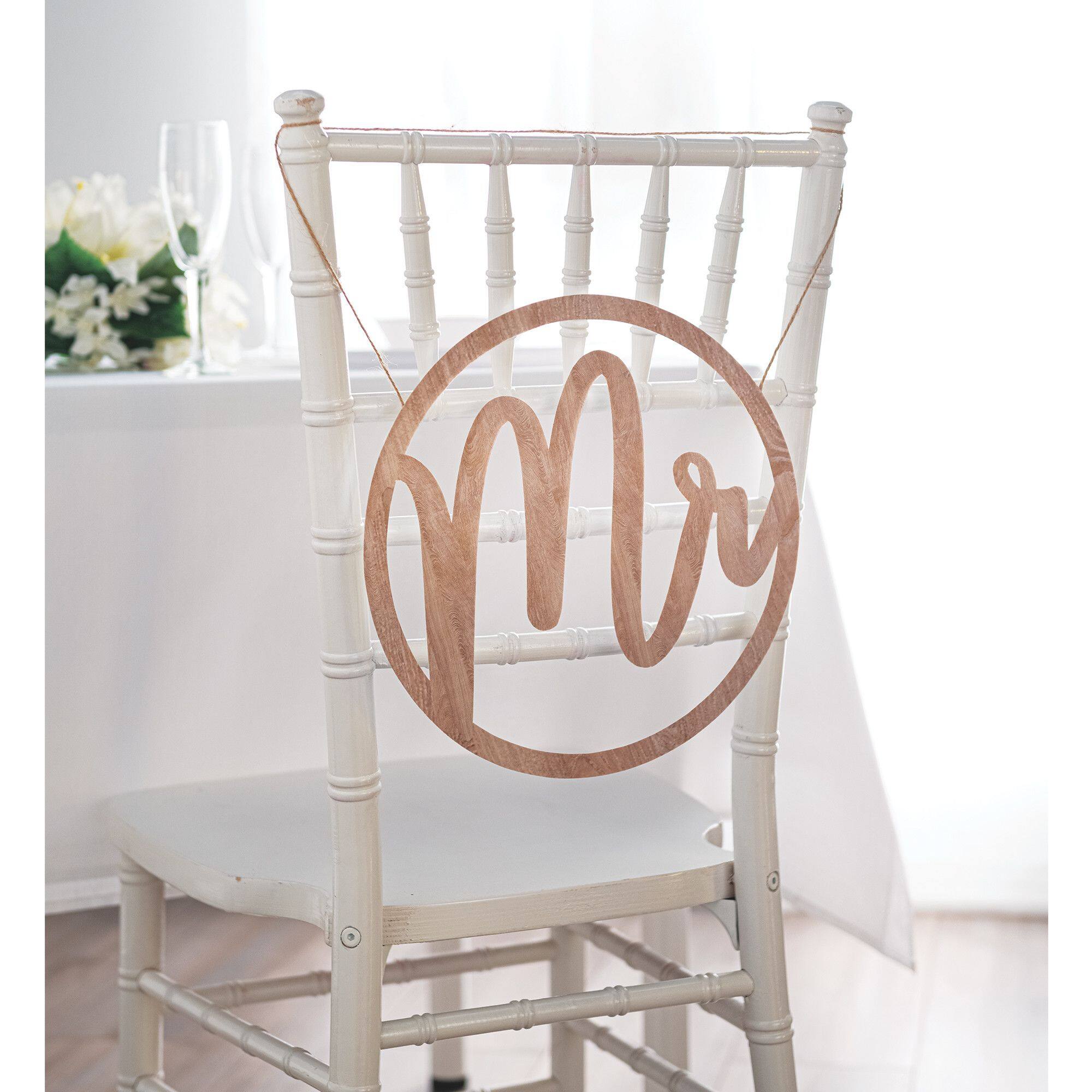 Mr Chair Hanging Sign Decoration, Brown, 4.9-in, for Wedding/Engagement