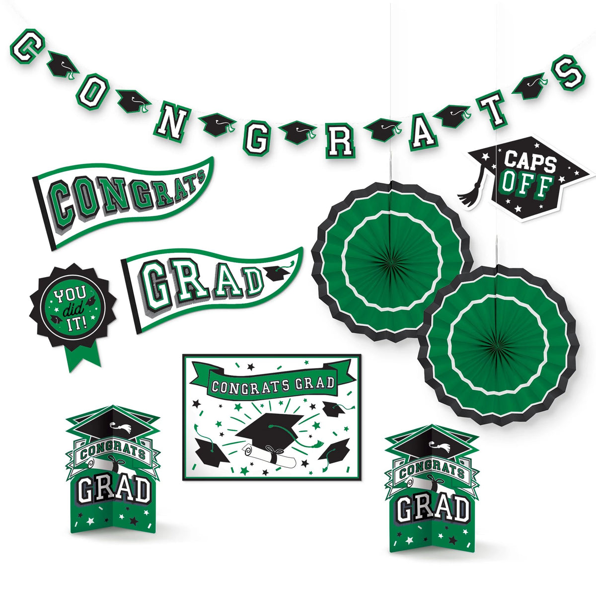 Graduation Decorating Kit, Green, 5-inch, 10-pk