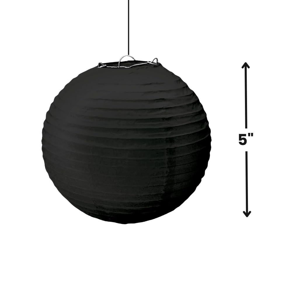 Classic Black Paper Lantern - Versatile Party Décor, 5-pk