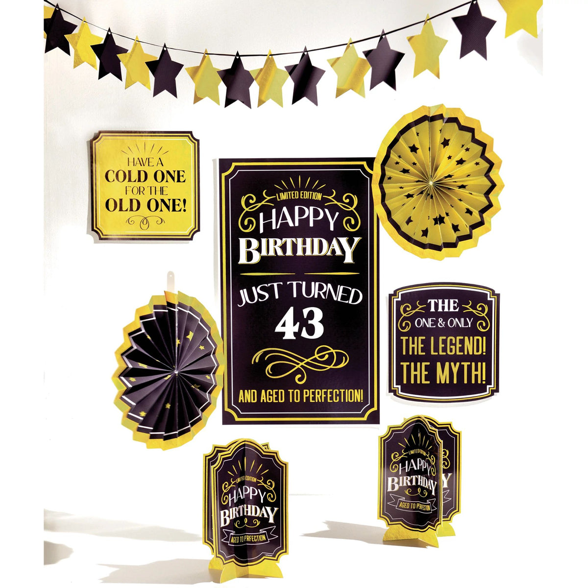 Better with Age Birthday Decor Kit, Gold/Black, 16-inch, 8-pk