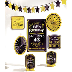 Better with Age Birthday Decor Kit, Gold/Black, 16-inch, 8-pk