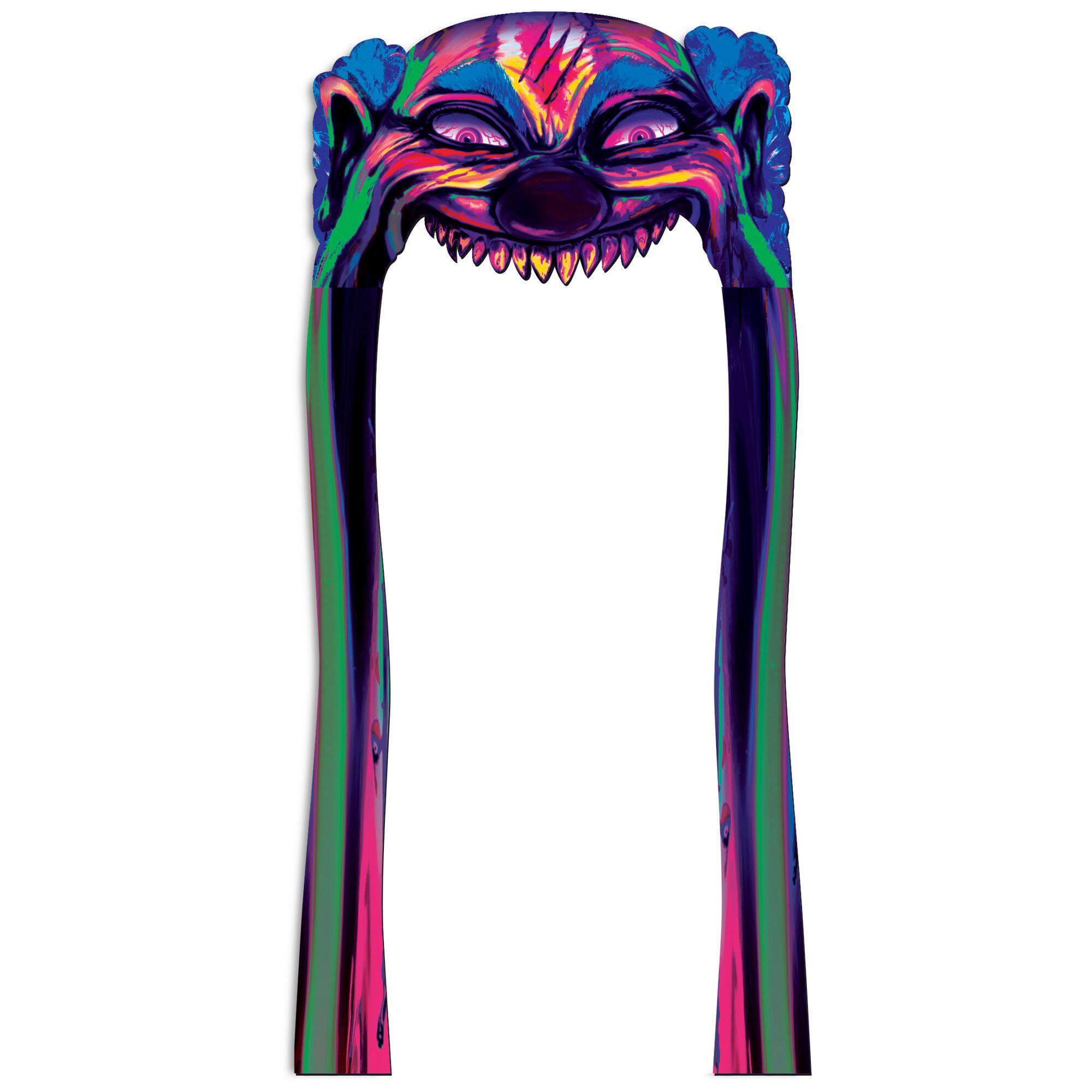 Creepy Carnival Clown Neon Black-Light Doorway Entry, 27-inch