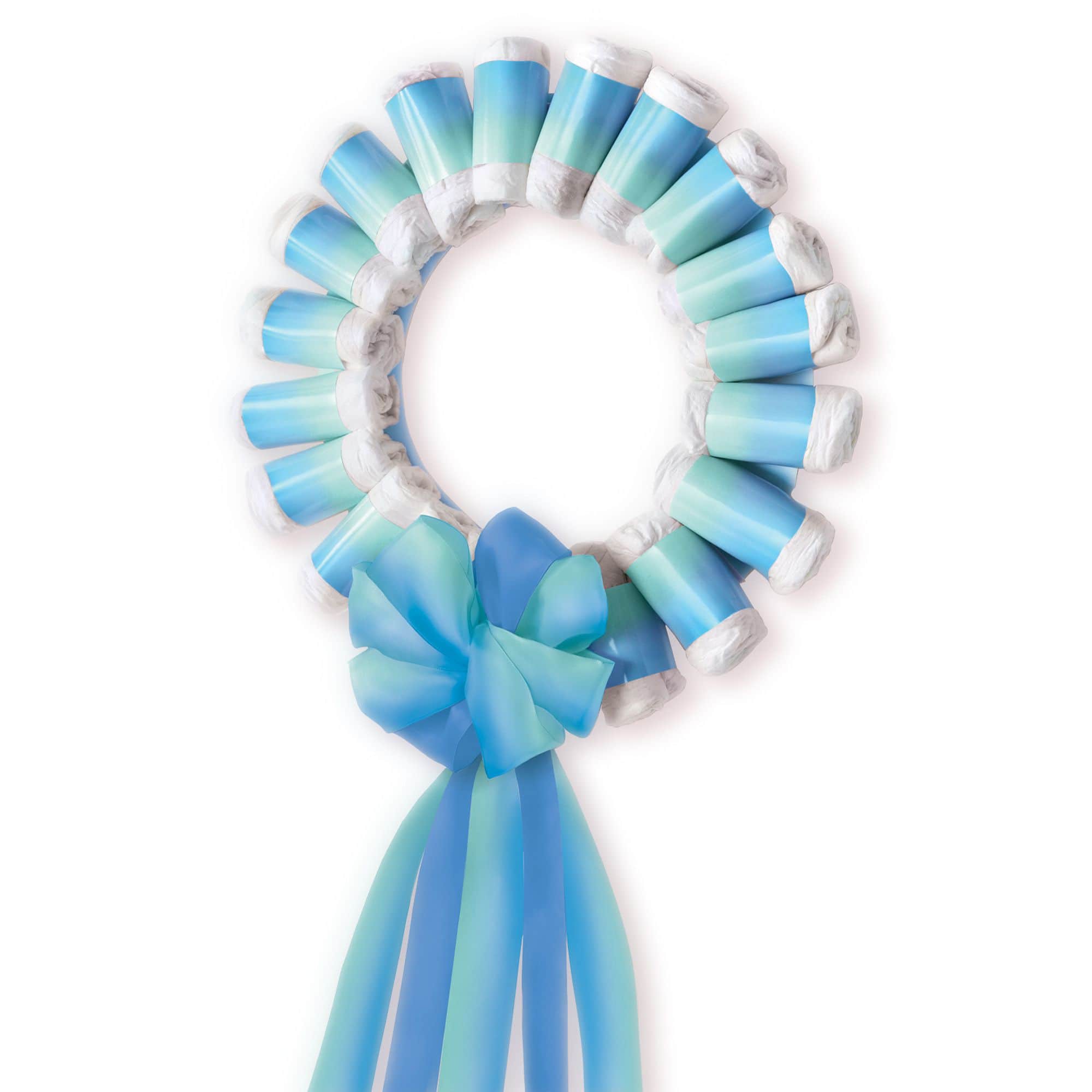 Diaper Wreath Fan Hanging Sign, Blue, 15-inch, 1-pack