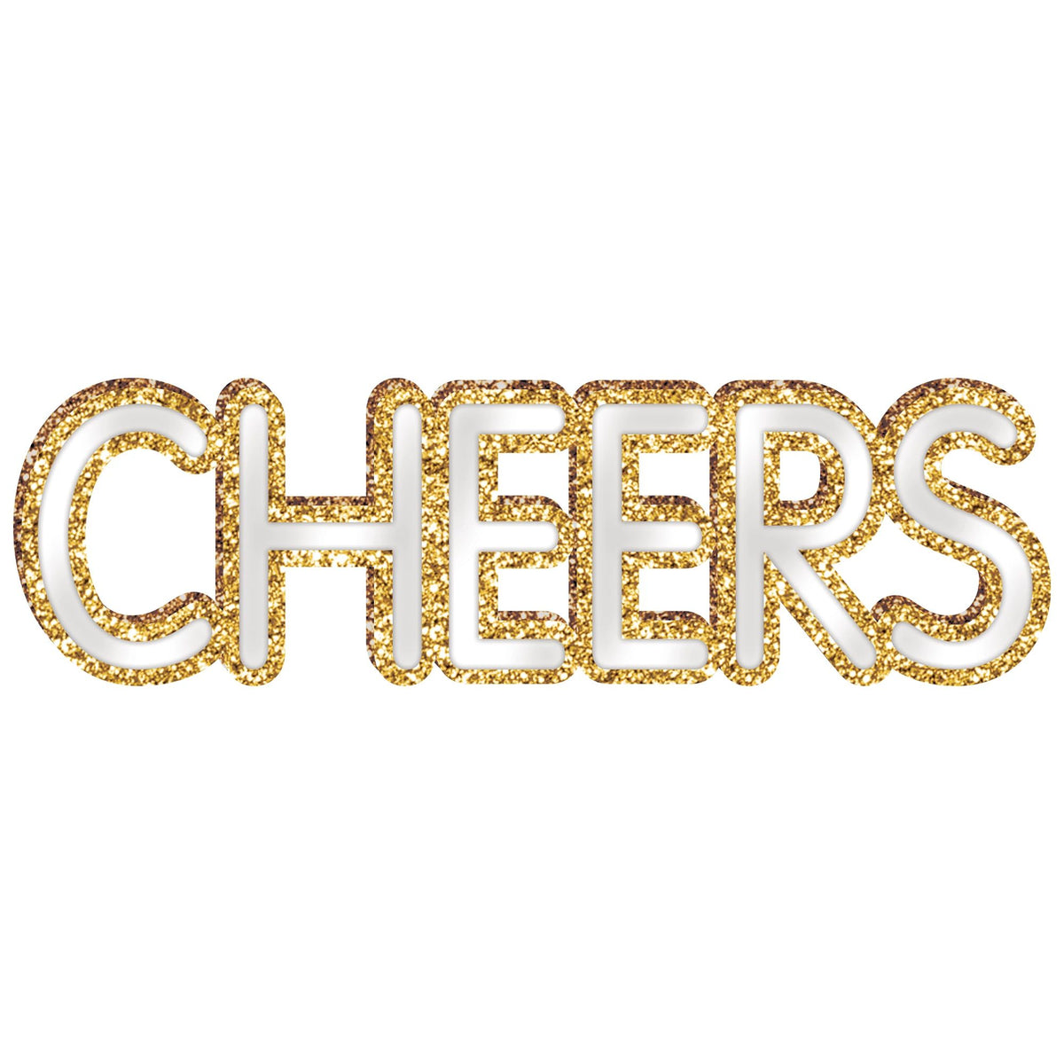 Cheers Standing Mirror Sign, Gold, 15.5-inch