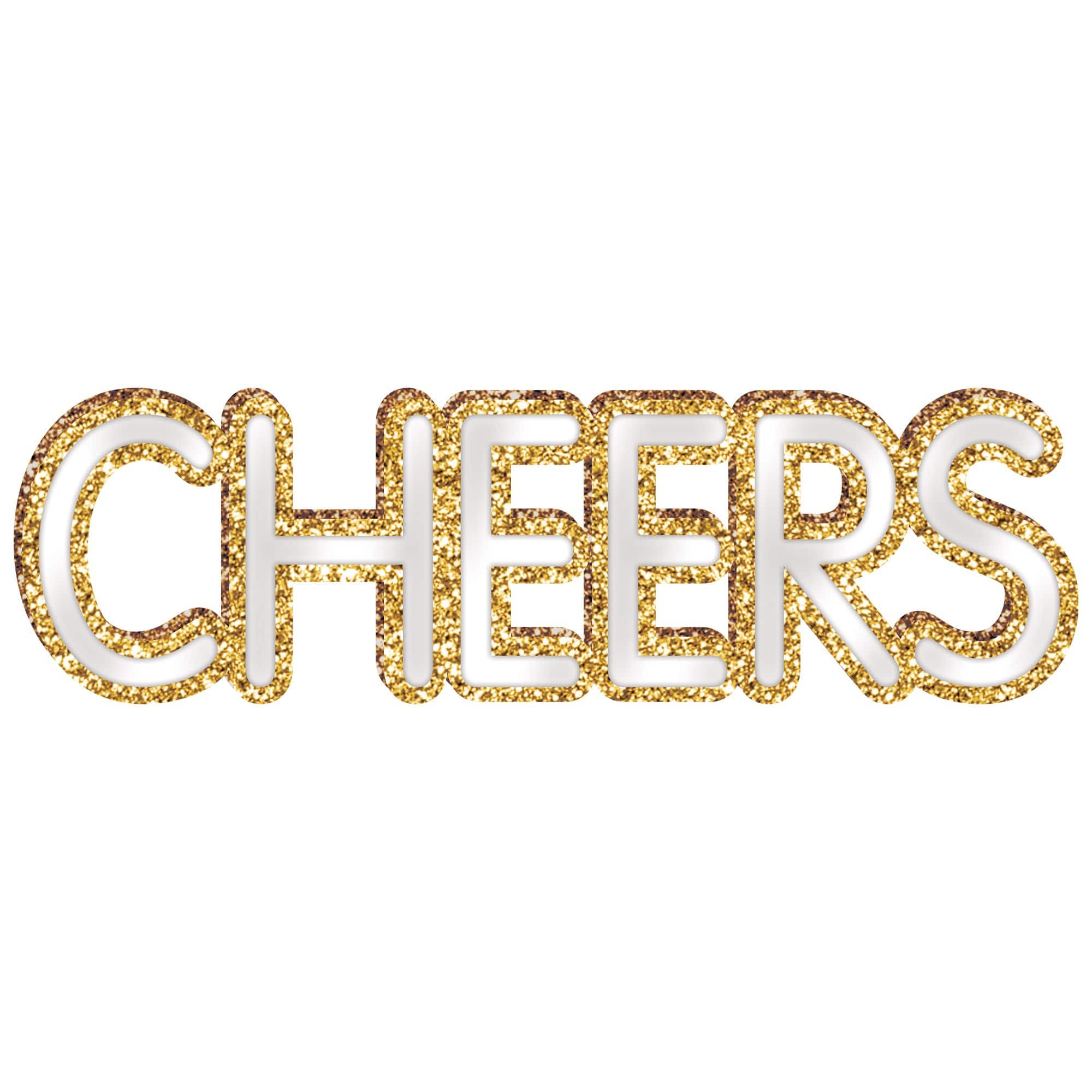 Cheers Standing Mirror Sign, Gold, 15.5-inch
