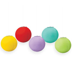 Mini Rainbow Hanging Lanterns - Metallic Decoration, 5-pk