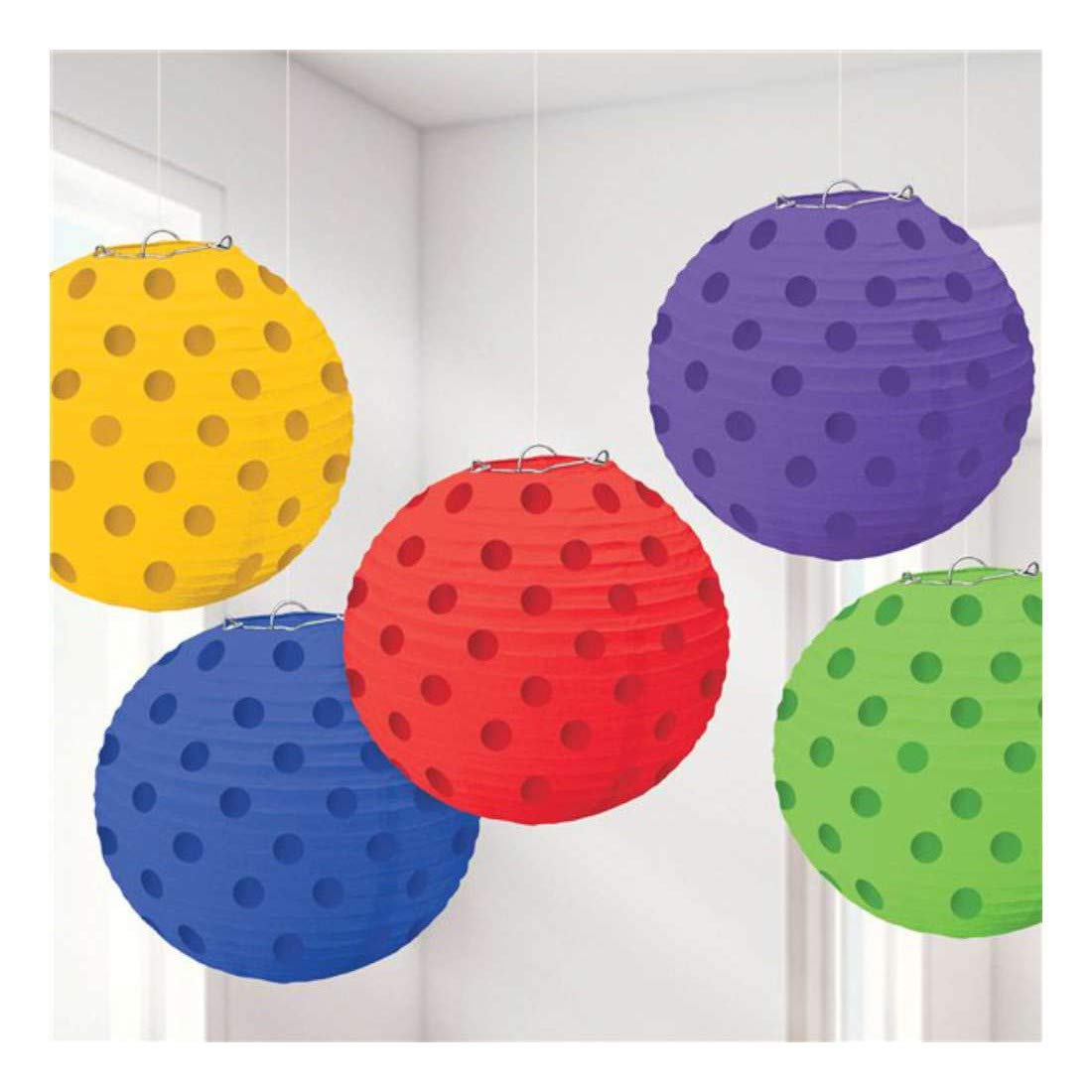 Mini Rainbow Hanging Lanterns - Metallic Decoration, 5-pk