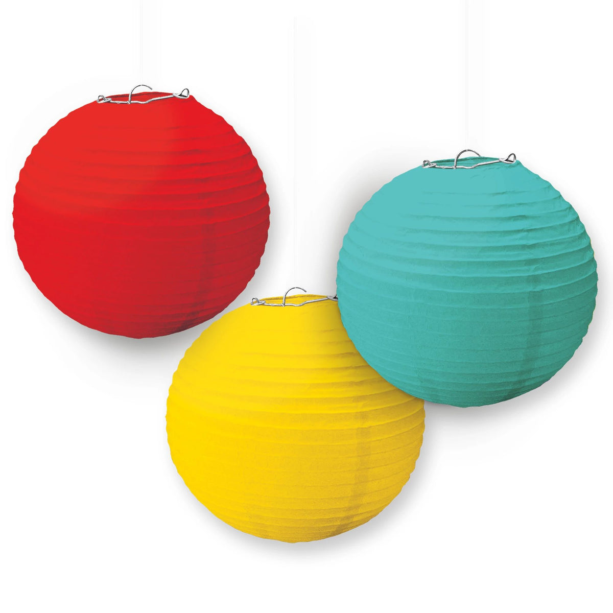 Vibrant Rainbow Round Paper Lanterns, 11-inch, 3-Pack