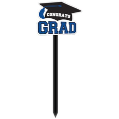 Congrats Grad Outdoor Yard Stake Sign, Blue, 10-inch
